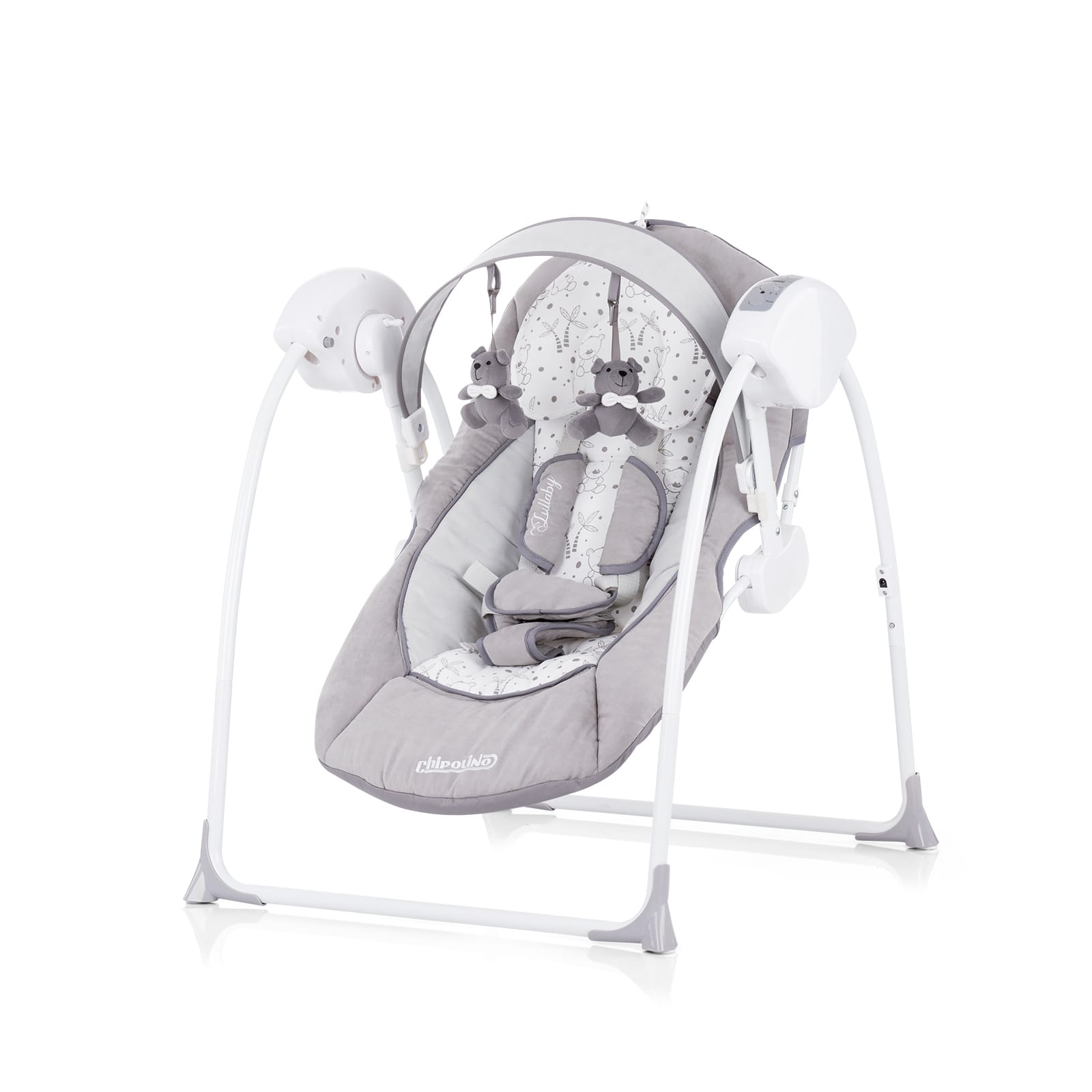 Elektrische babyschommel Chipolino Lullaby grijs, schommelstoel met bluetooth